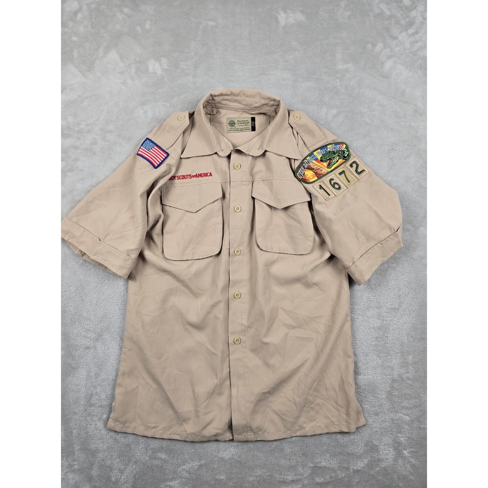 Boy Scouts of America Uniform Shirt Youth Large Tan Utah National Parks Vented